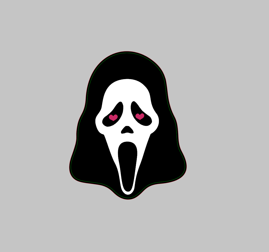 Scream mask with heart eyes