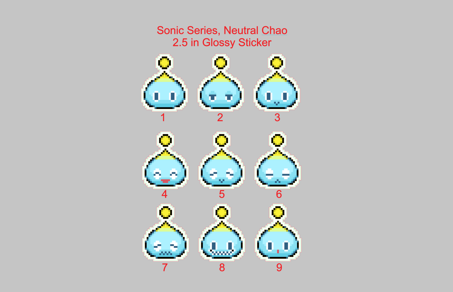Sonic Series, Pixel Neutral Chao Glossy Sticker
