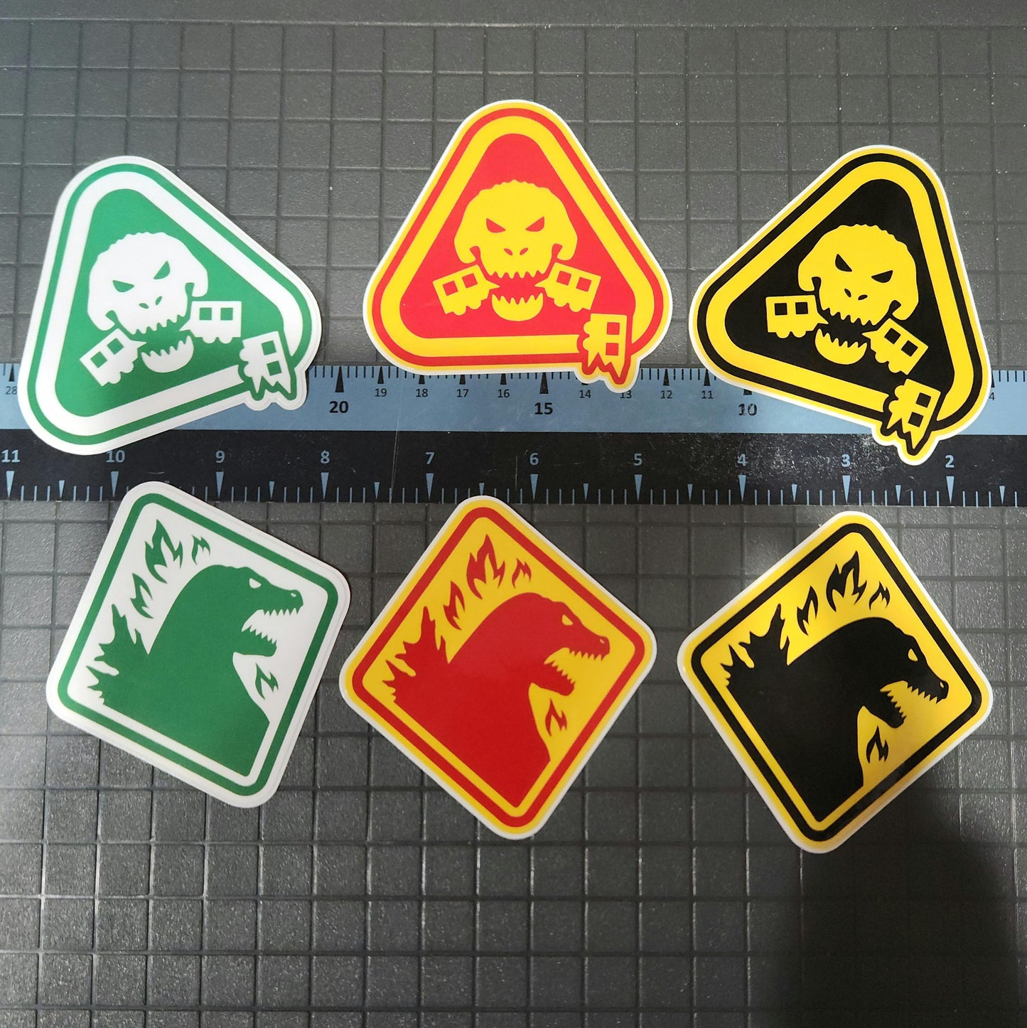 Godzilla Hazard Warning Signs Glossy Sticker