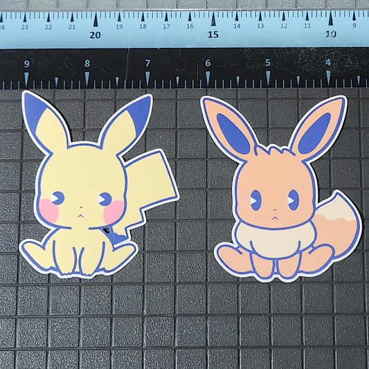Pokemon, Pikachu or Eevee Pop Art Style Glossy Sticker
