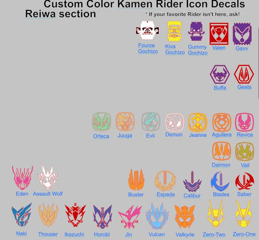 Kamen Rider Reiwa Icon Decals, multiple sizes/designs