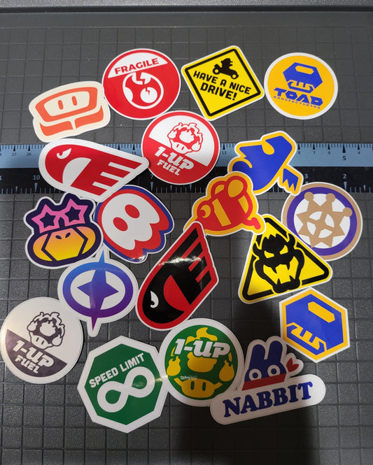 Mario Kart World, In Game Stickers Glossy Vinyl Sticker