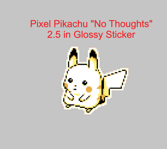 Pokemon Yellow, Pixel Pikachu "Pikonfused" Glossy Sticker