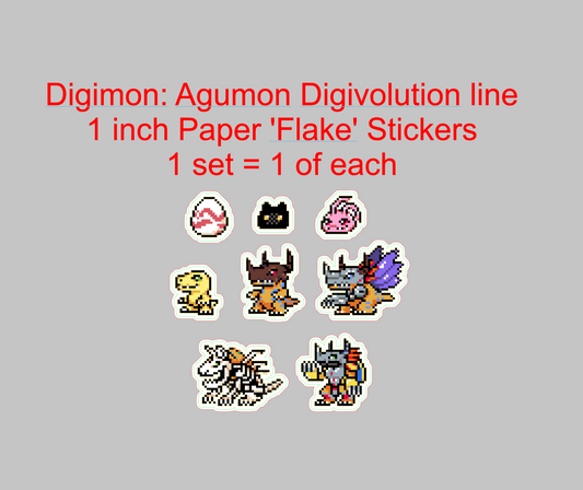 Digimon Agumon Digivolution Line Paper Sticker Flakes