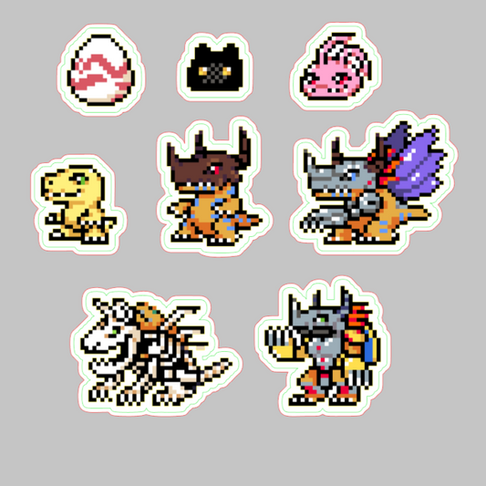 Digimon Agumon Digivolution Line Glossy Sticker