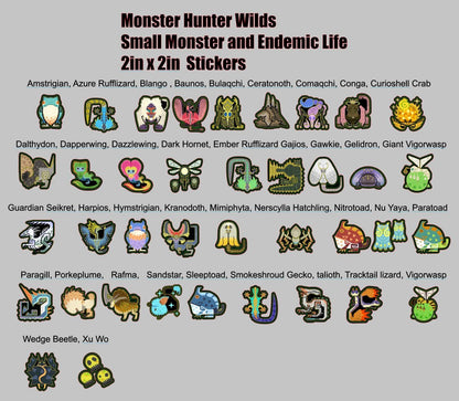 Monster Hunter, Wilds Small Monster and Endemic Glossy Sticker