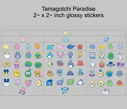 Tamagotchi Paradise, 67 variations Glossy Stickers