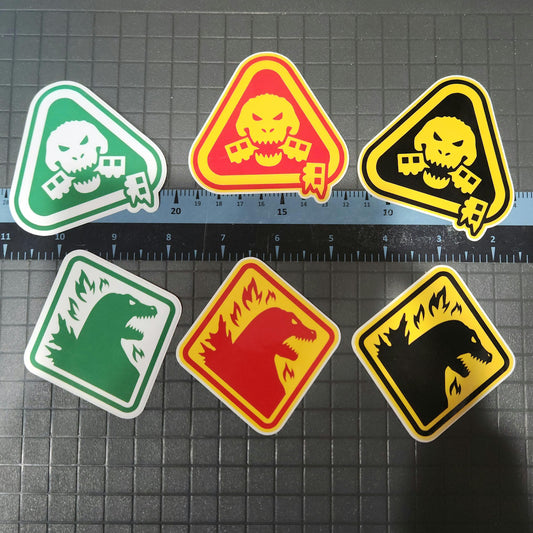Godzilla Hazard Warning Signs Glossy Sticker
